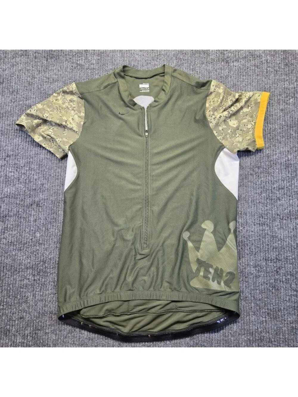 Nike Ten 2 Cycling Jersey SS Women's XL Army Olive Drab Lance Armstrong Pockets